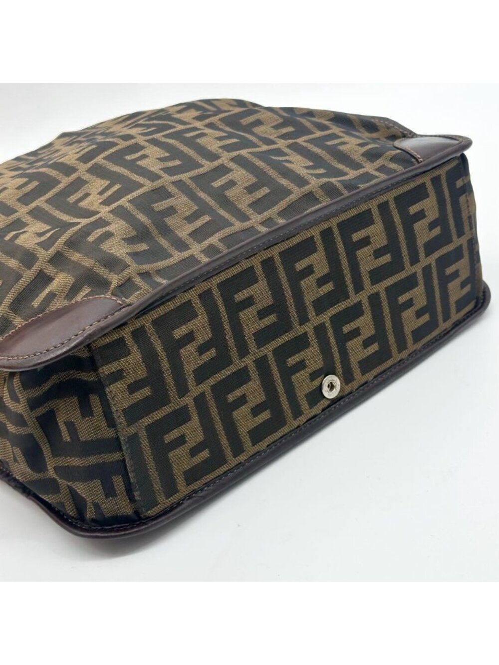 ★SOLD★ Fendi Zucca Tote Canvas Leather Foldable Rare - Picture 6 of 13
